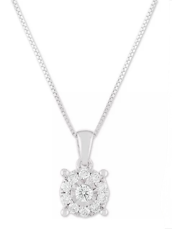 Macy's Jewelry - Macy’s R.H. Macy & Co Diamond Halo 18" Pendant Necklace (1/3 ct. t.w.)